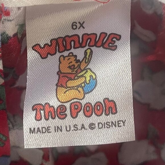 Vintage Winnie The Pooh Girls Dress Sz 6X Floral Peter Pan Collar Lace Trim USA - Picture 10 of 13